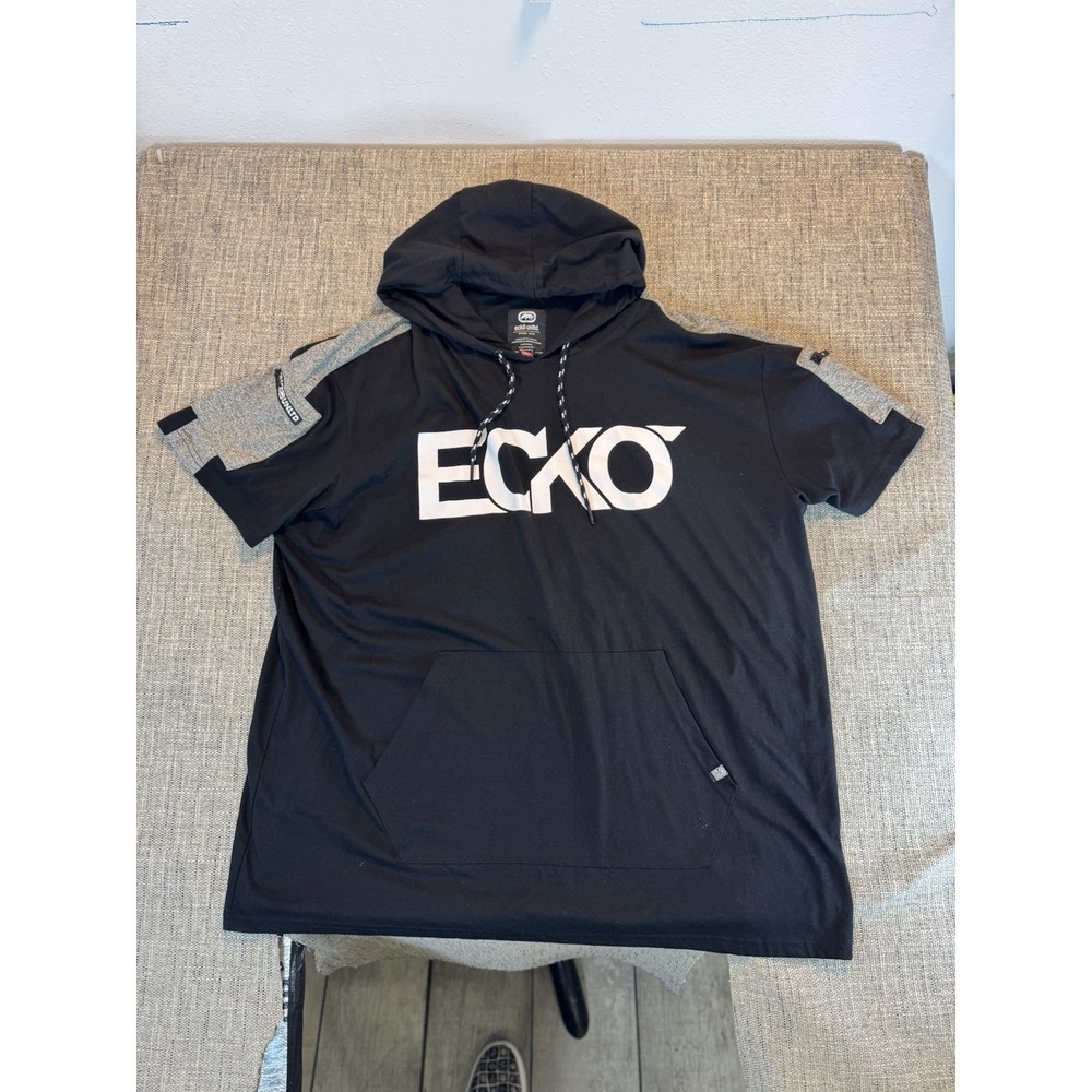 Ecko Unltd Sweatshirt Mens XL Black Hoodie Short Sleeve‎ Sweater Adult XL NEW